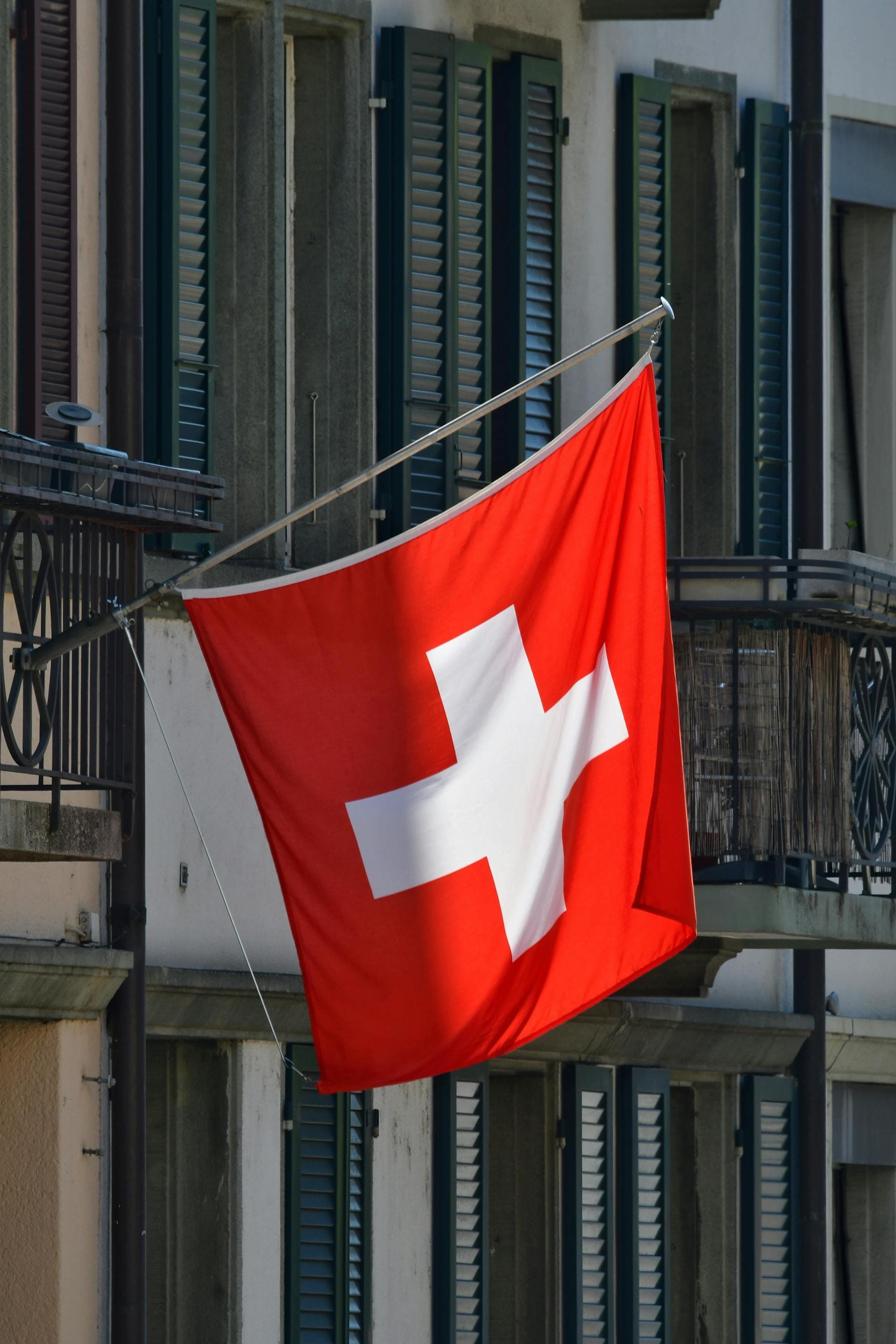 Swiss flag collage in vibrant red tones